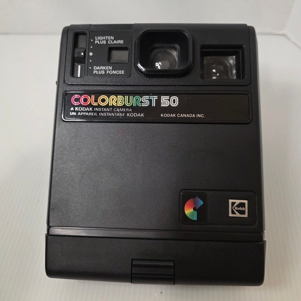 Kodak Colorburst 50 Vintage Instant Camera Black Rainbow Logo Canada Powers On